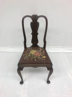 English Needlepoint Dining Chairs, Set of Four