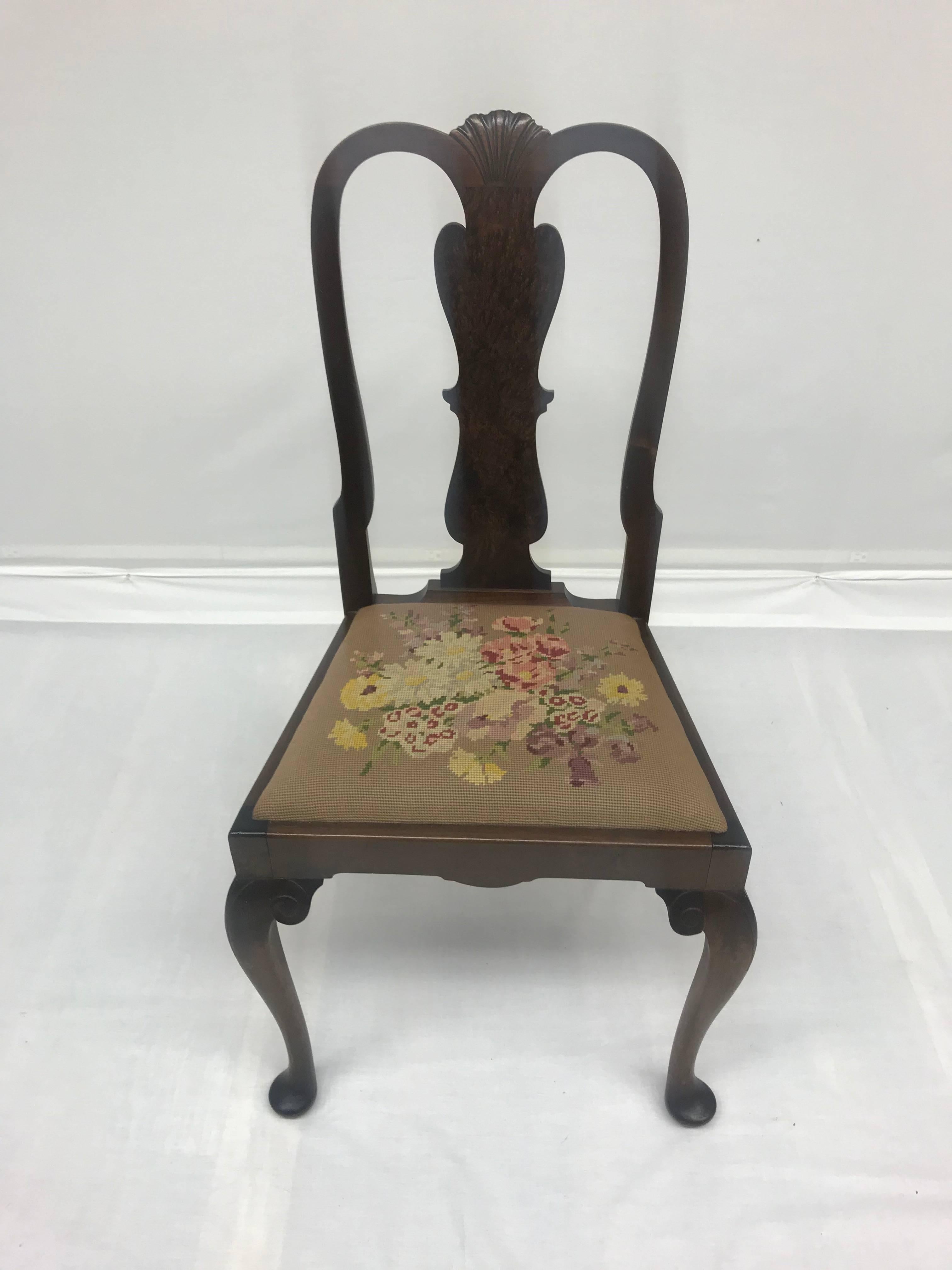 English Needlepoint Dining Chairs, Set of Four For Sale 1