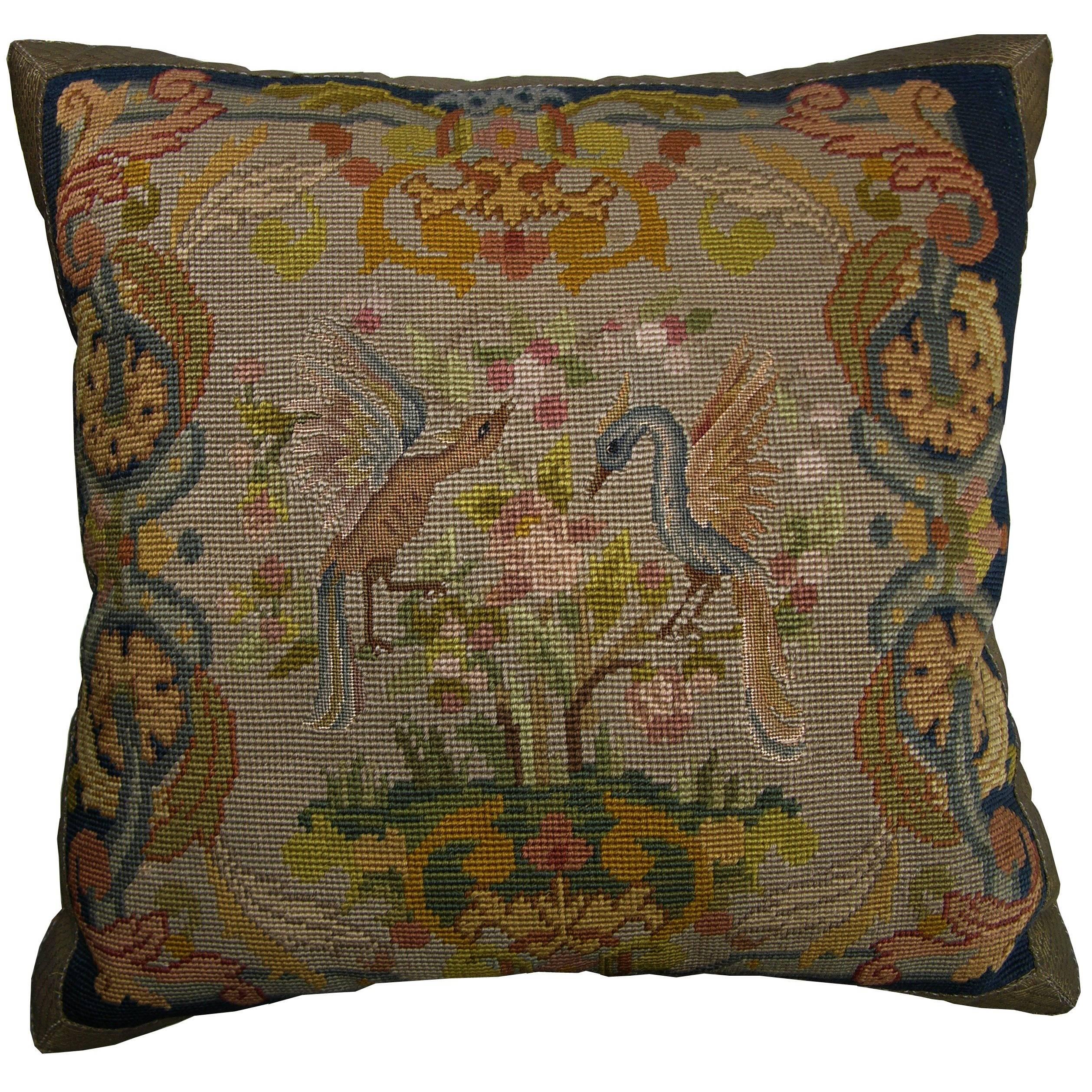 English Needlepoint Pillow, circa 1880 1469p