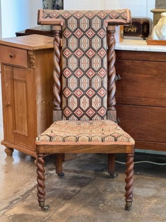 English Needlepoint Prayer Chair With Barley Twist Legs