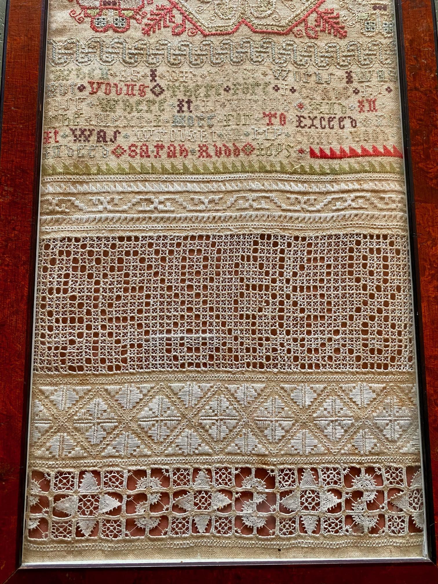 English Needlework Sampler by Sarah Rudd, 1695 In Good Condition In Nantucket, MA