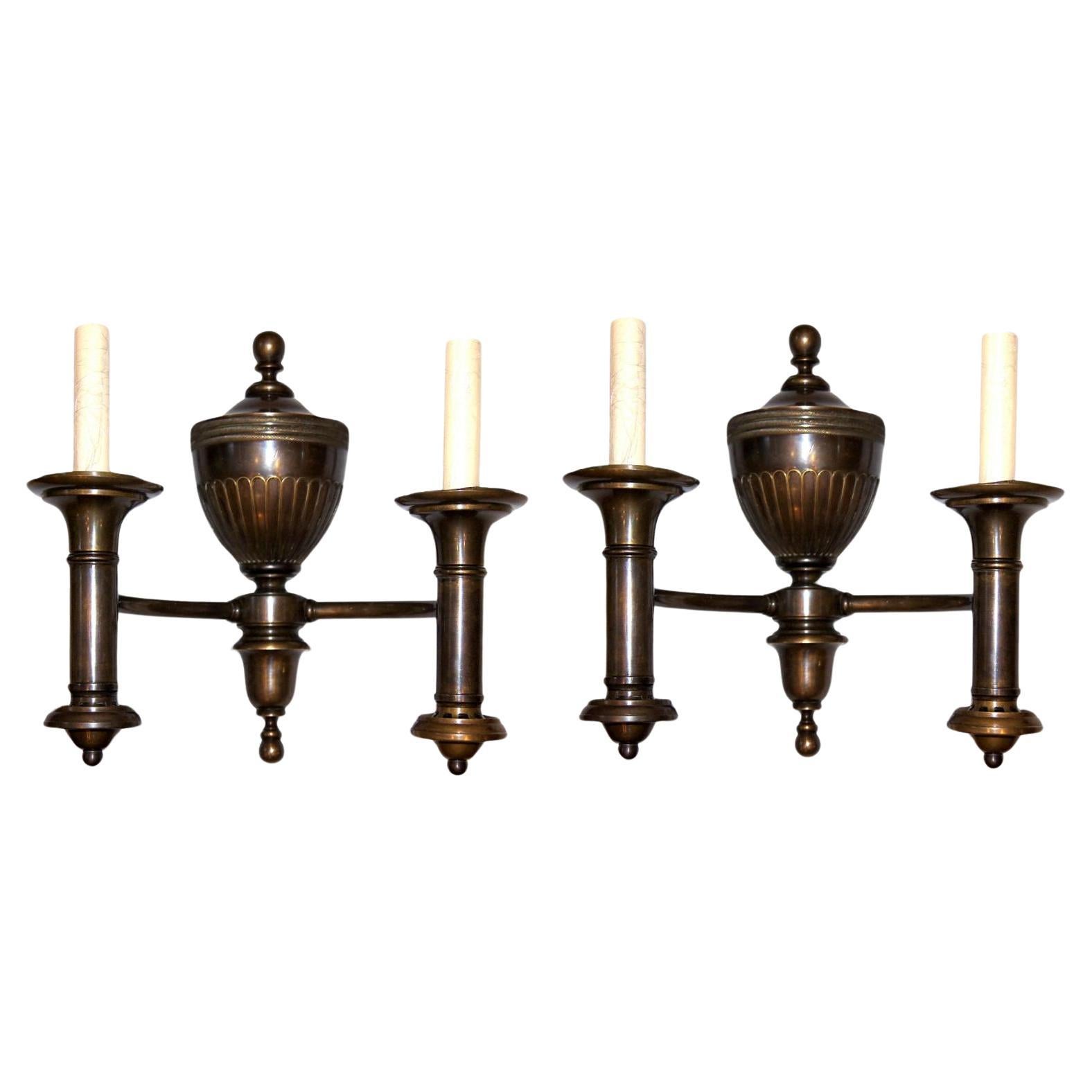 English Neo Classic Style Bronze Sconces For Sale