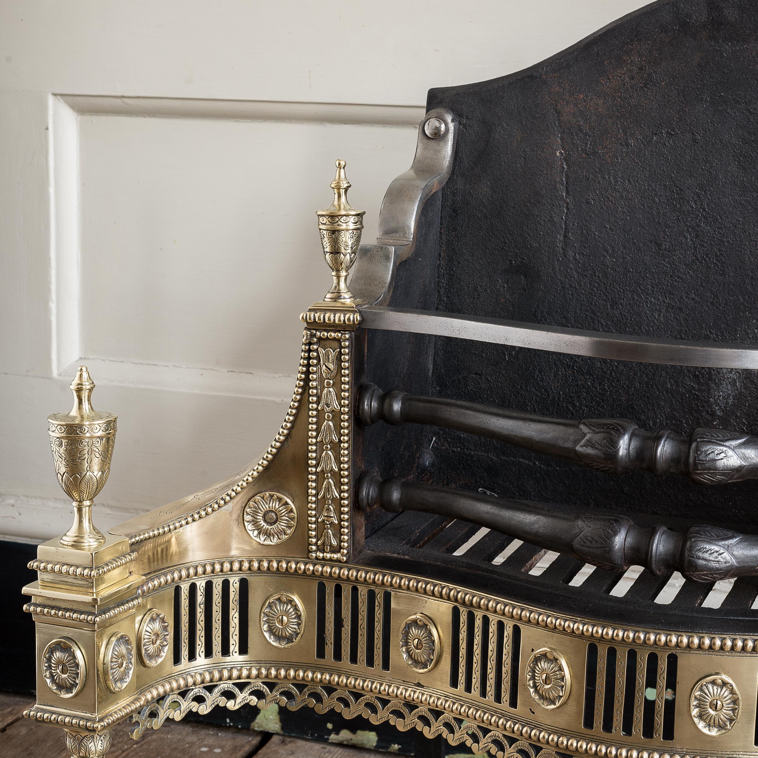 English Neo-Classical Brass and Iron Fire Basket For Sale 6