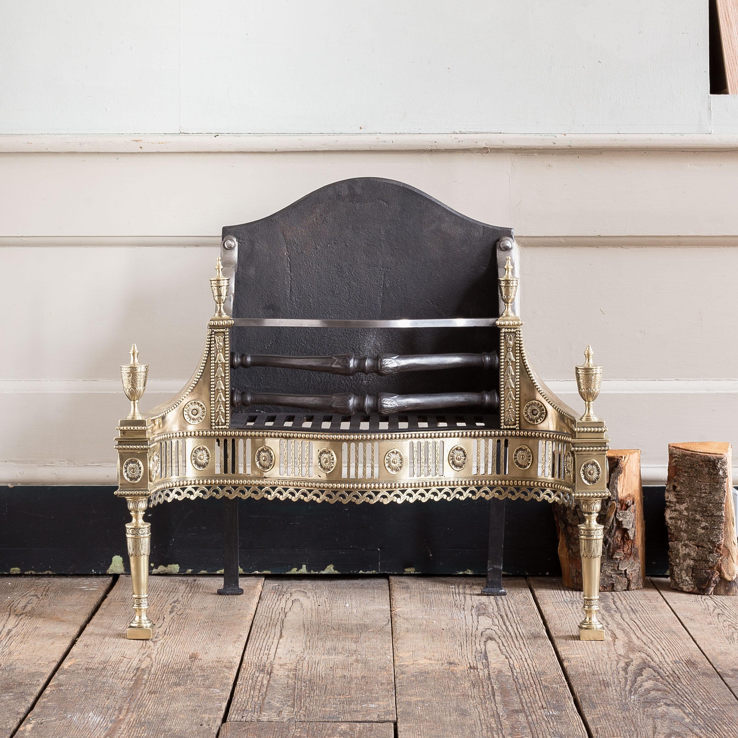 English Neo-Classical Brass and Iron Fire Basket For Sale 11