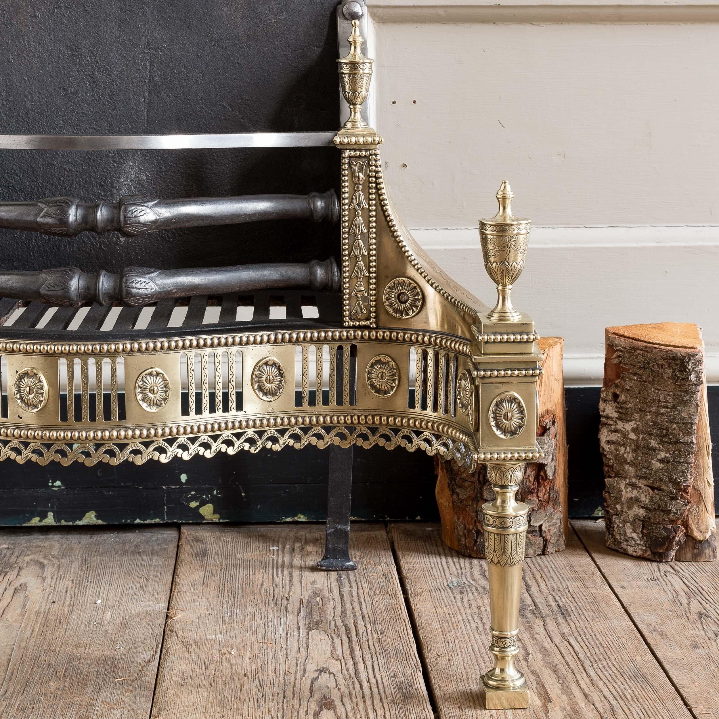 20th Century English Neo-Classical Brass and Iron Fire Basket For Sale