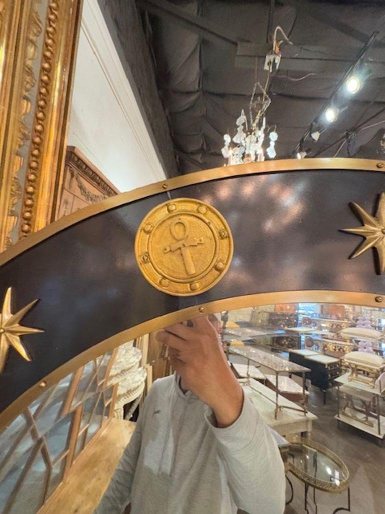 Brass English Neo-classical Round Mirror For Sale