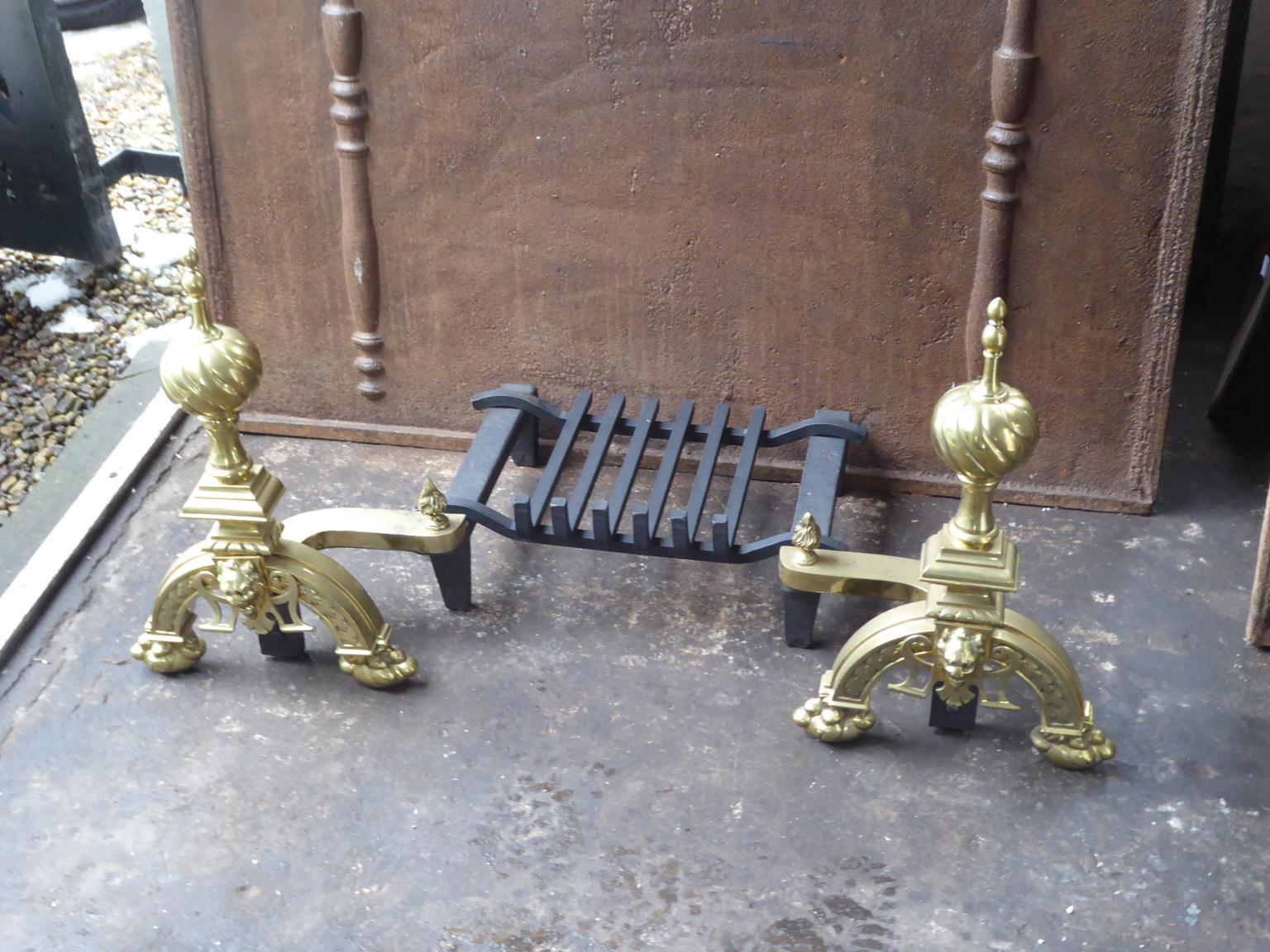 British English Neo Gothic Fireplace Grate, Fire Grate For Sale