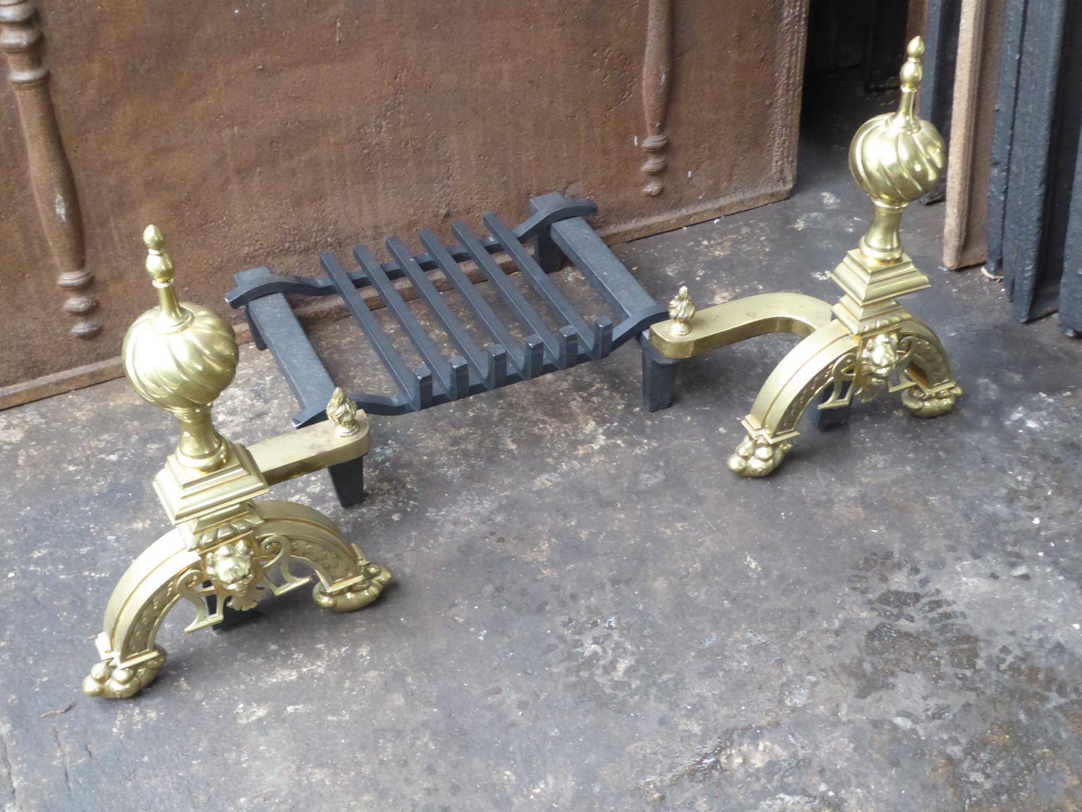 Cast English Neo Gothic Fireplace Grate, Fire Grate For Sale