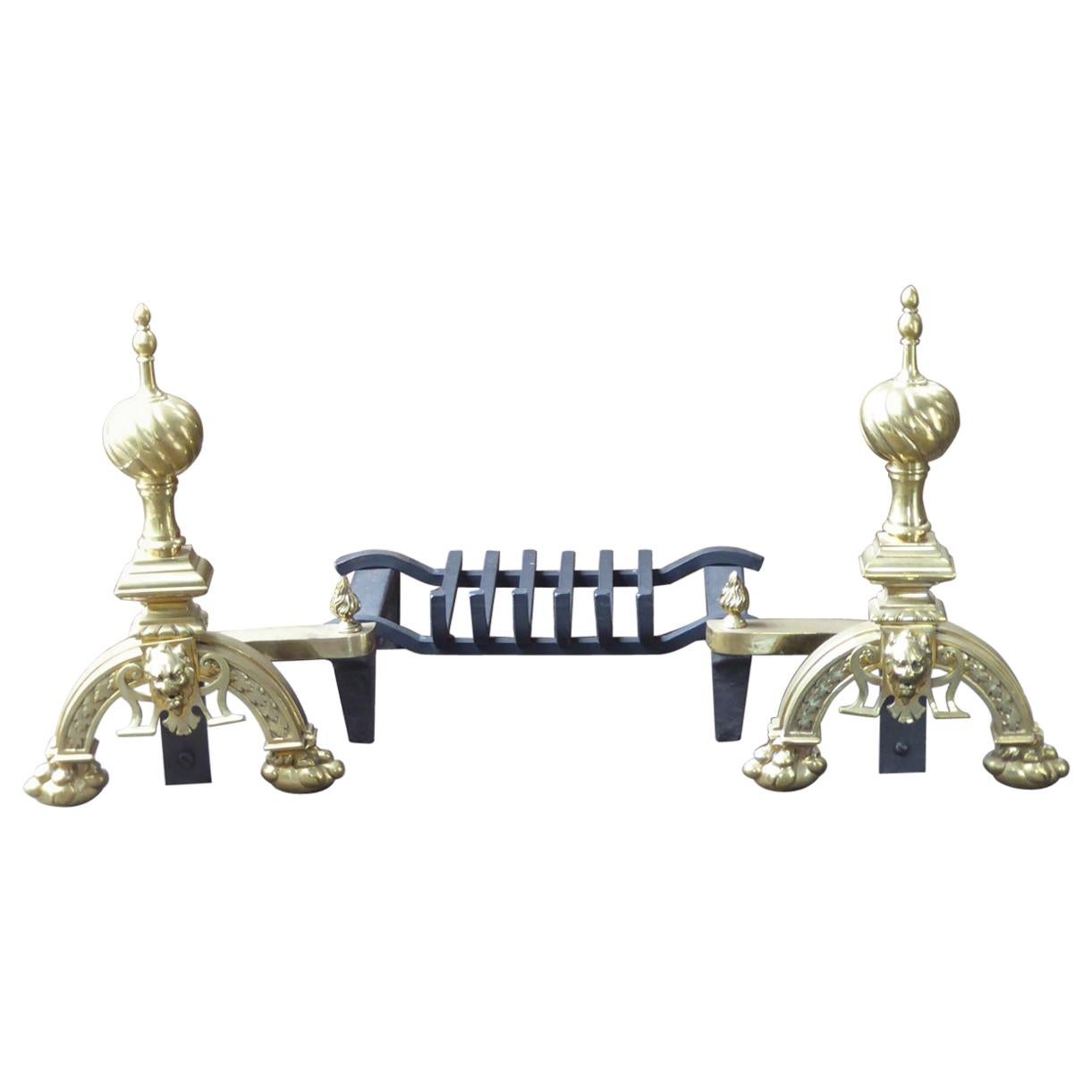 English Neo Gothic Fireplace Grate, Fire Grate For Sale