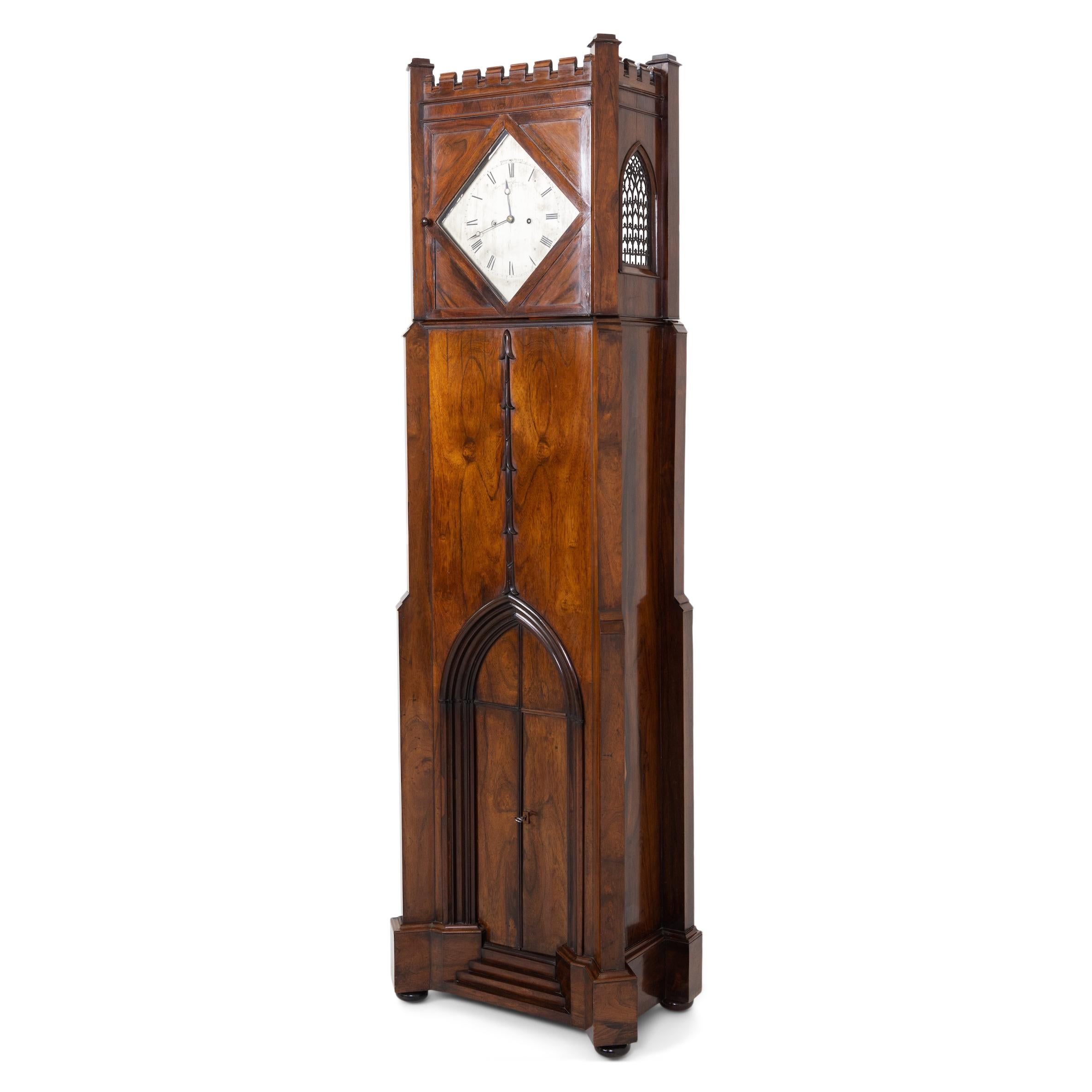 English Neo-Gothic Grandfather Clock, Payne & Co., 19th Century For Sale 8