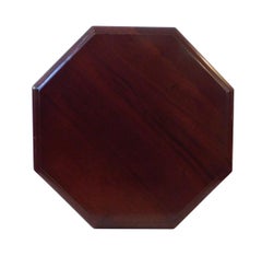 English Neo-Gothic Style Carved Solid Mahogany Octagonal Side / Drinks Table
