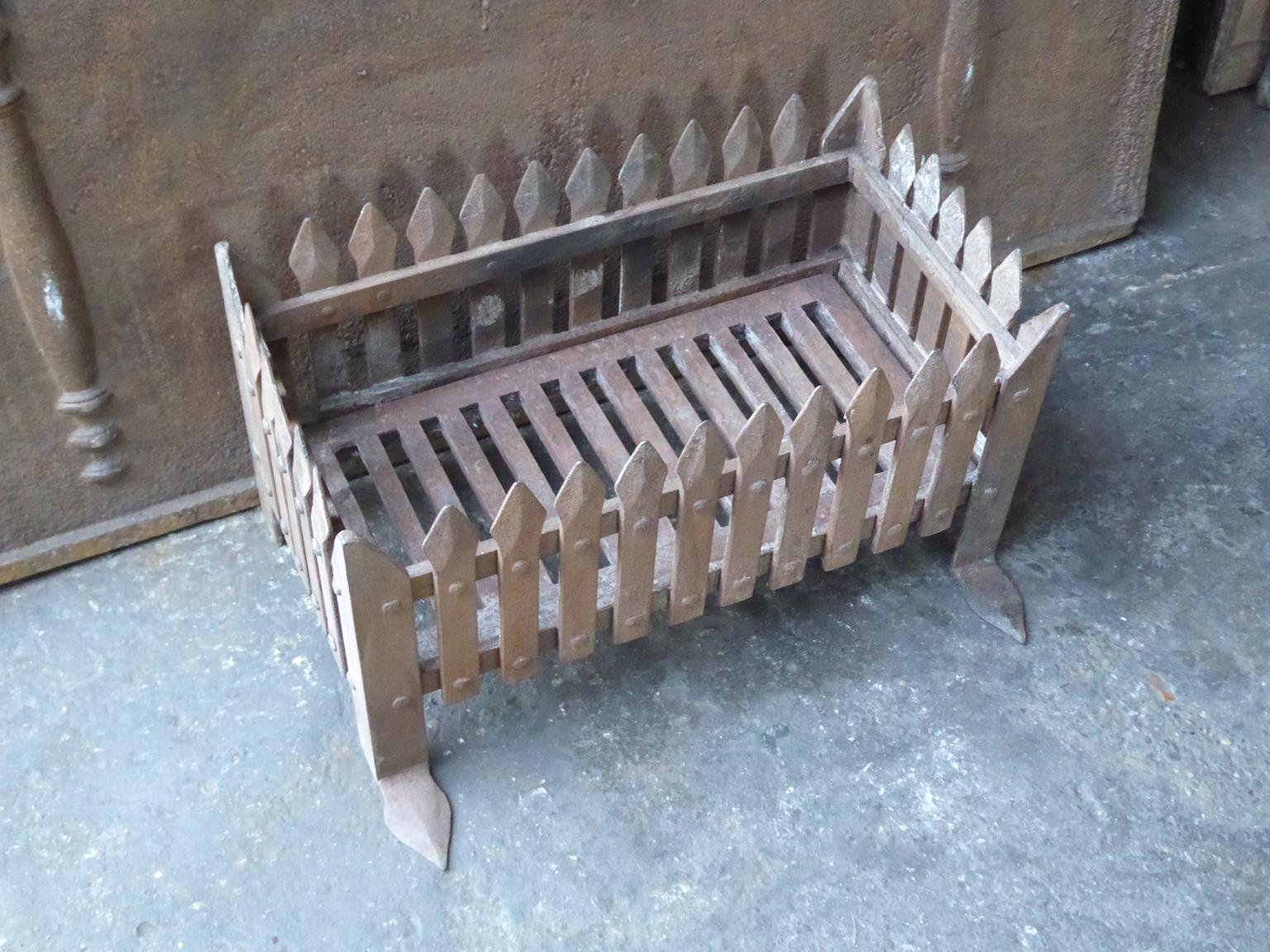 Gothic Revival English Neo Gothic Style Fireplace Grate, Fire Grate For Sale
