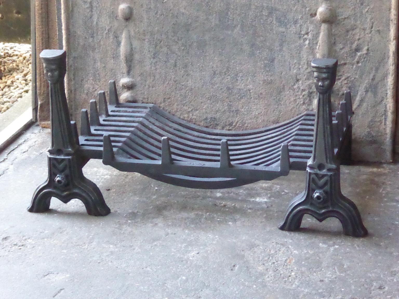 Gothic Revival English Neo Gothic Style Fireplace Grate, Fire Grate