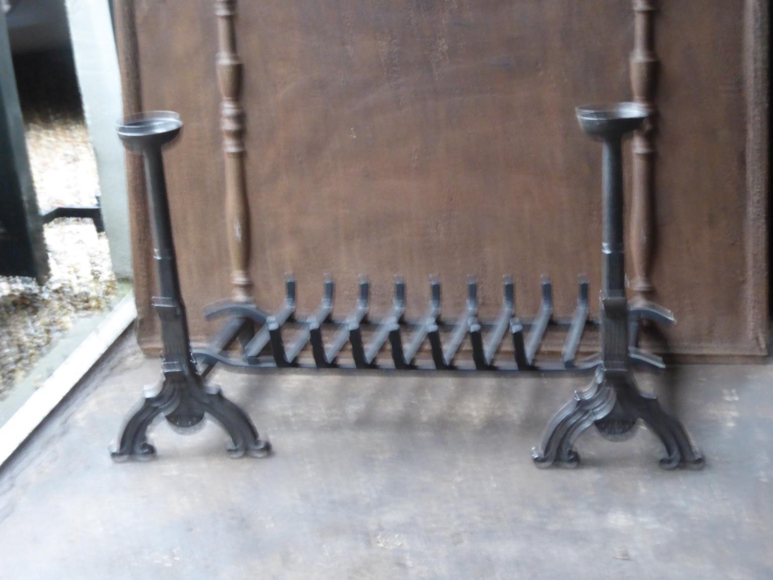 Gothic Revival English Neo Gothic Style Fireplace Grate, Fire Grate