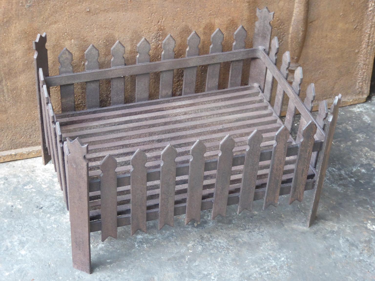 Forged English Neo Gothic Style Fireplace Grate, Fire Grate