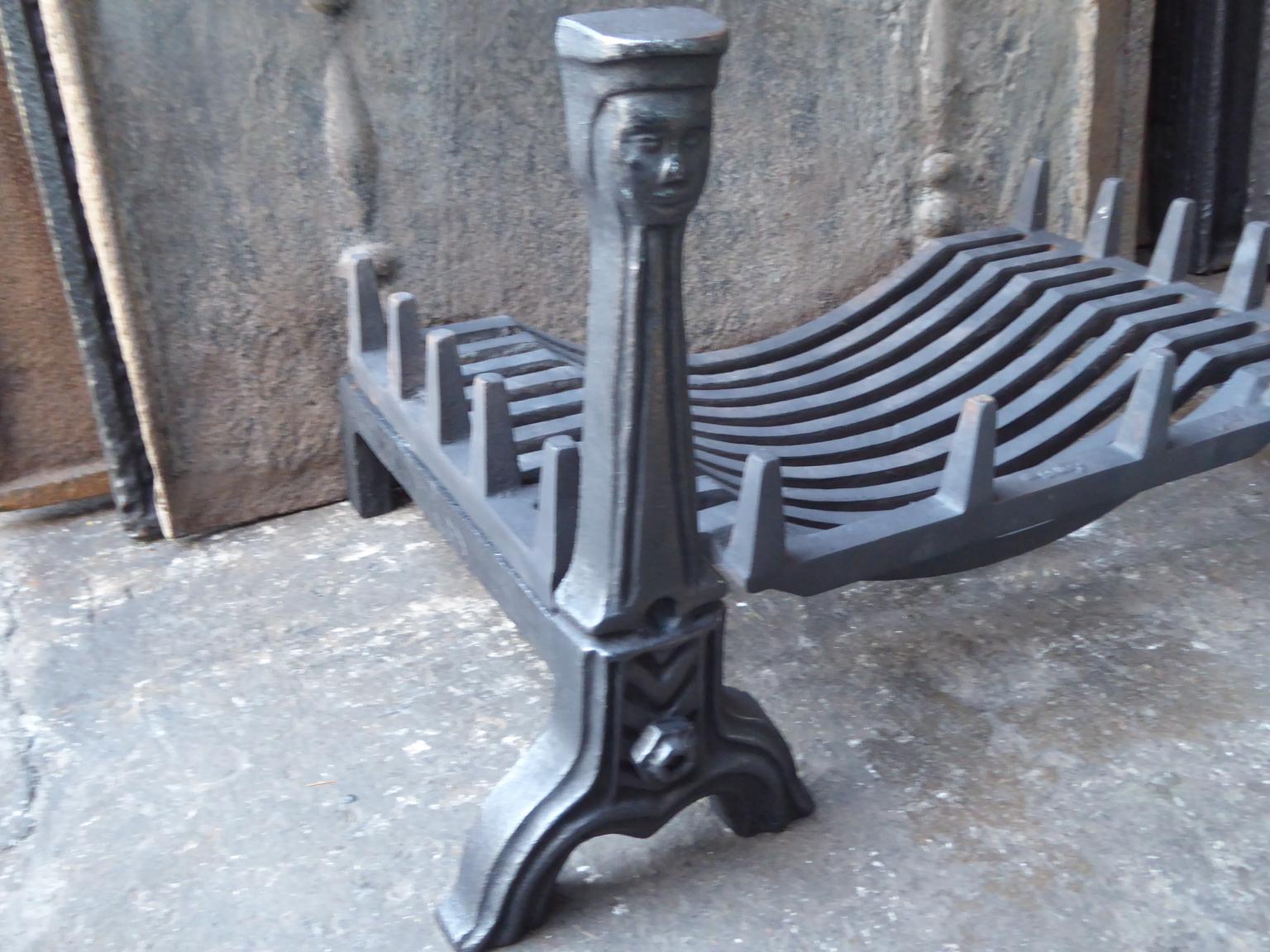 Iron English Neo Gothic Style Fireplace Grate, Fire Grate