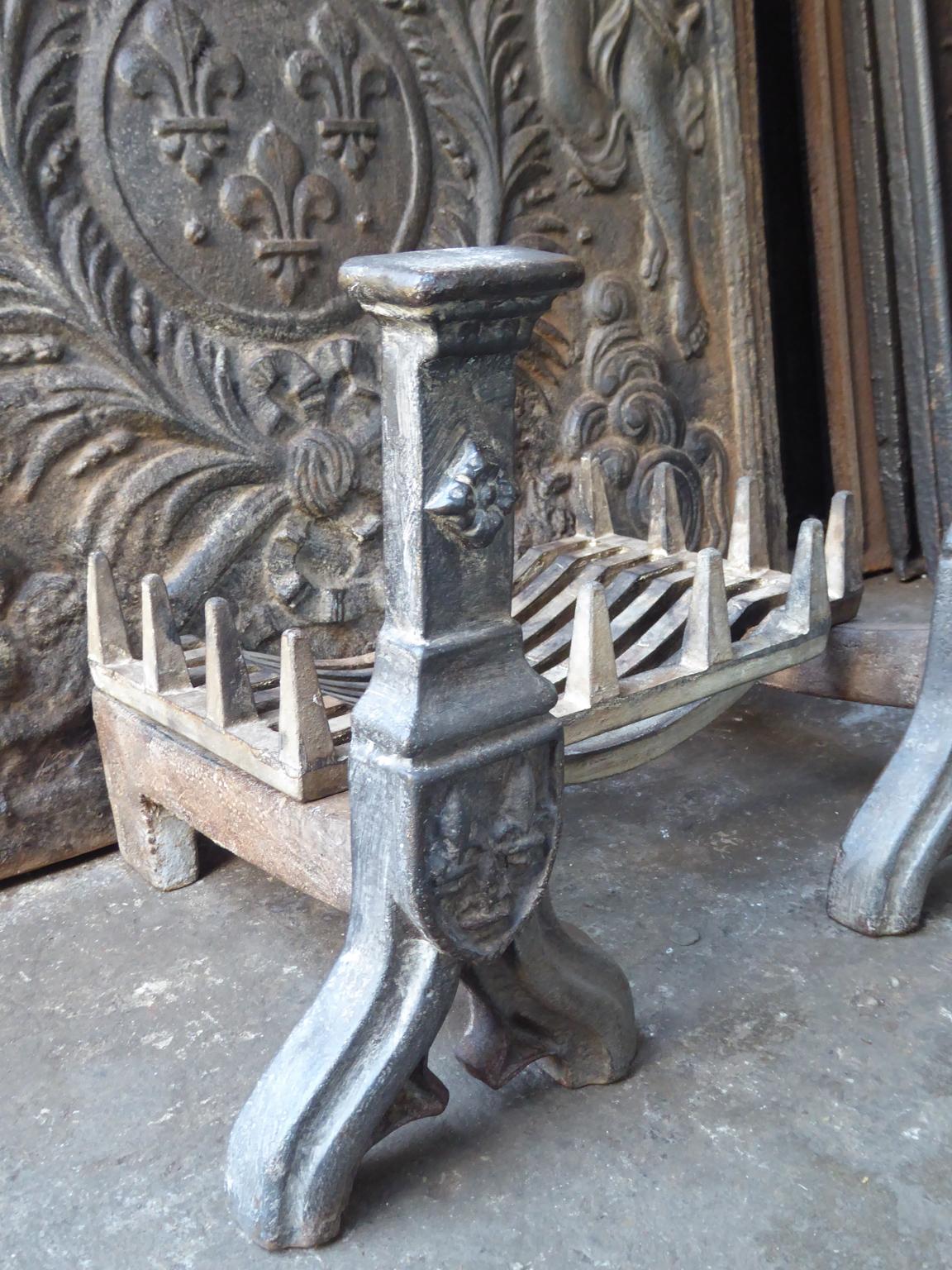 Iron English Neo Gothic Style Fireplace Grate, Fire Grate