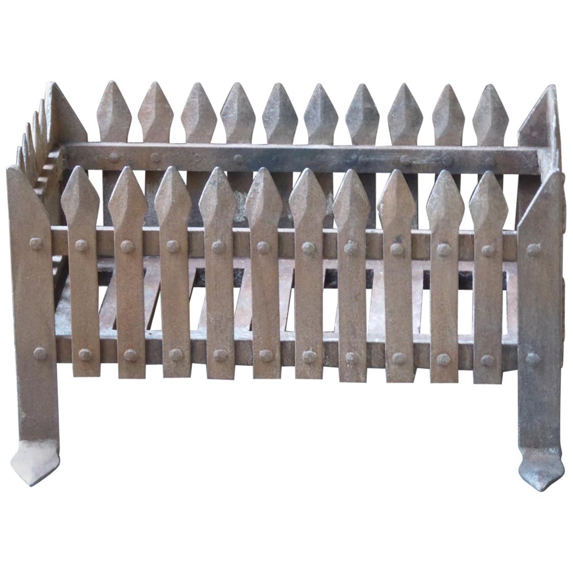 English Neo Gothic Style Fireplace Grate, Fire Grate For Sale