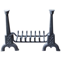 Vintage English Neo Gothic Style Fireplace Grate, Fire Grate