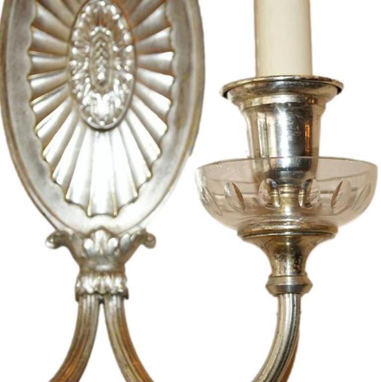 English Neoclassic Silver Sconces In Good Condition For Sale In New York, NY