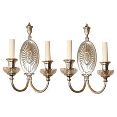 Vintage English Neoclassic Silver Sconces