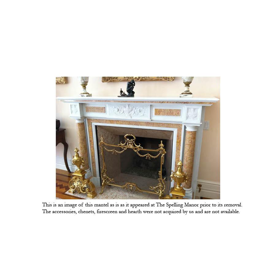 English Neoclassical and Georgian Style Carved Fireplace Mantel, Spelling Manor For Sale 1