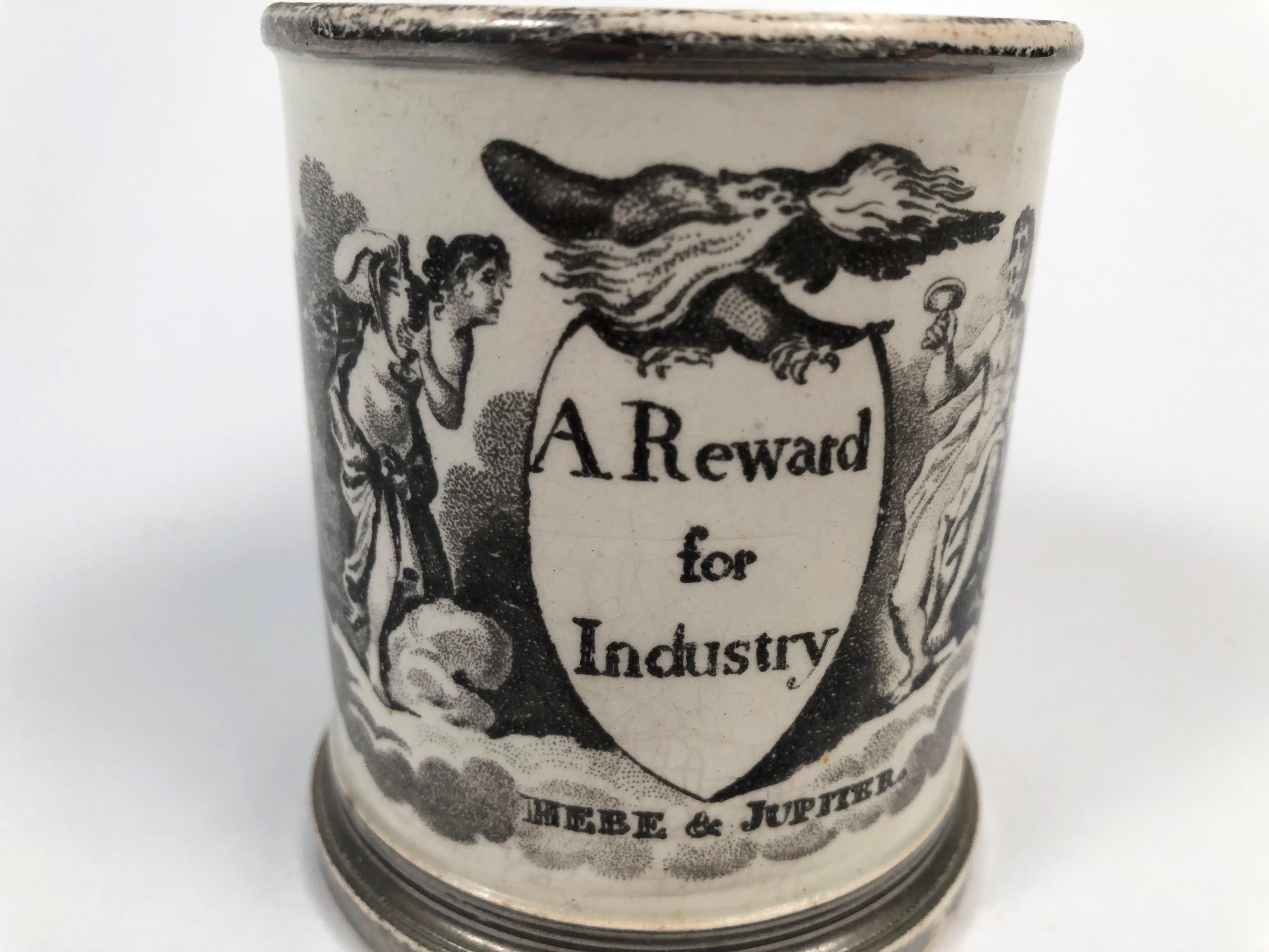English Staffordshire Pottery Child's Cup a Reward for Industry 3