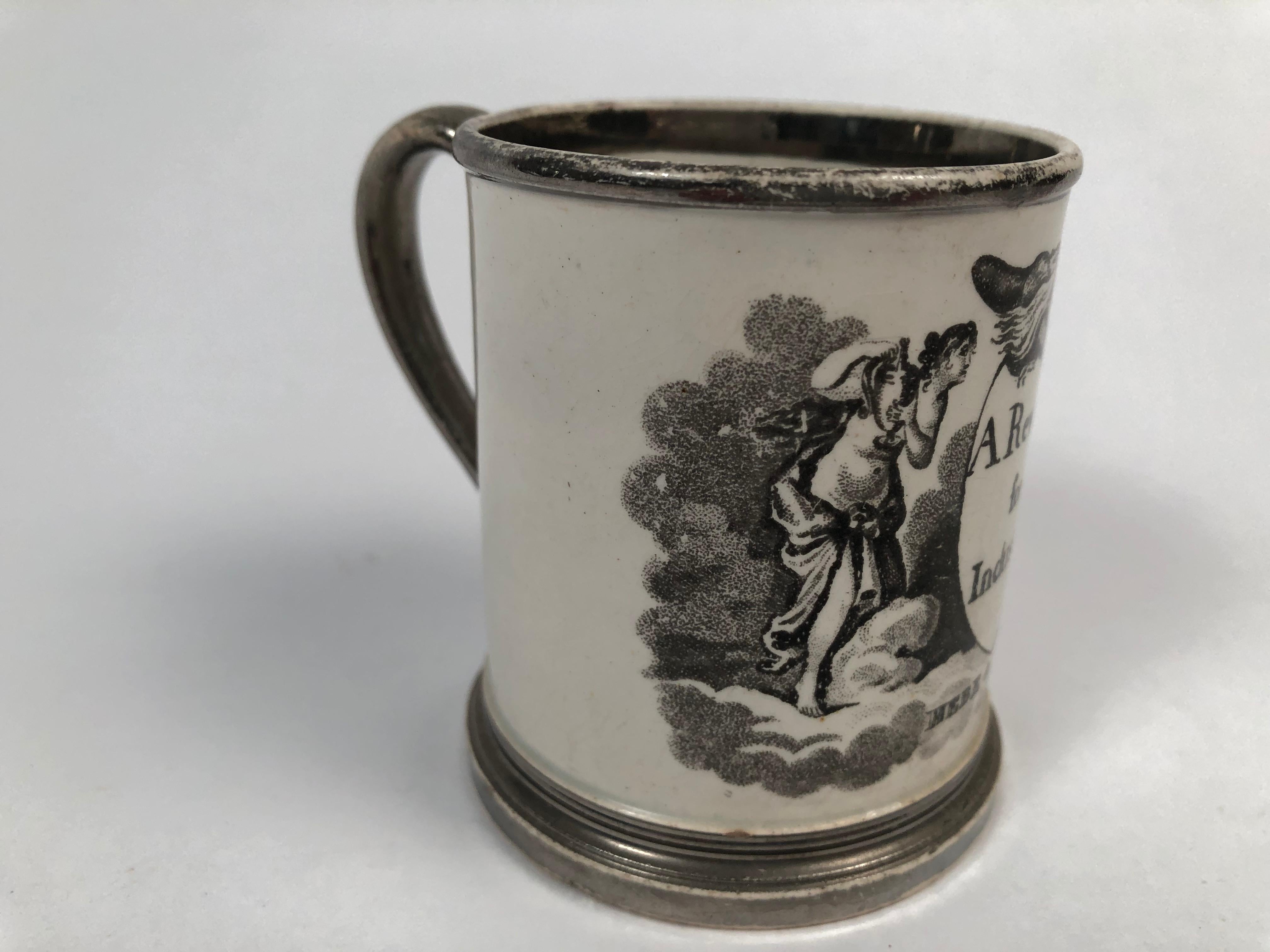 English Staffordshire Pottery Child's Cup a Reward for Industry 1
