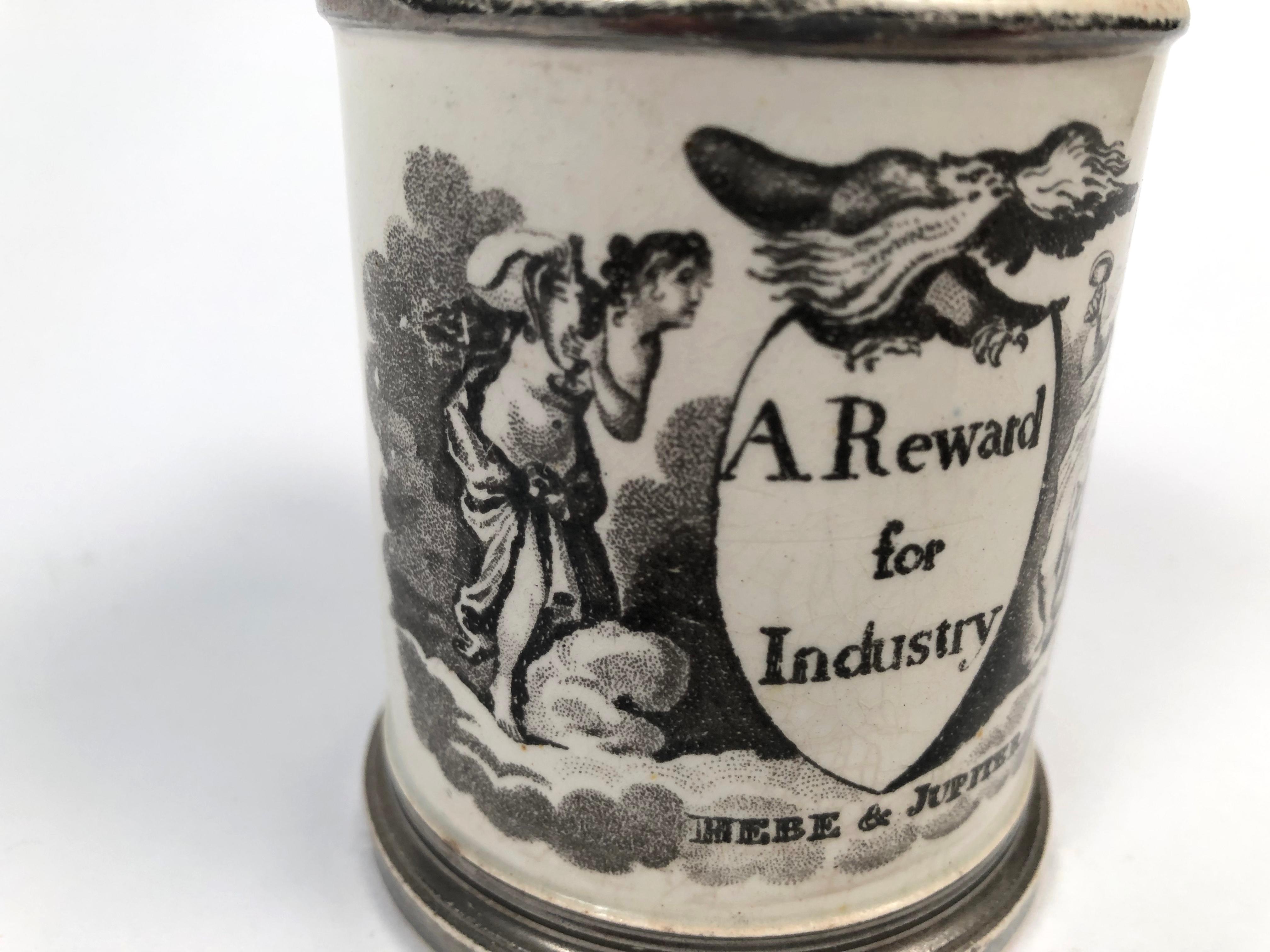 English Staffordshire Pottery Child's Cup a Reward for Industry 2