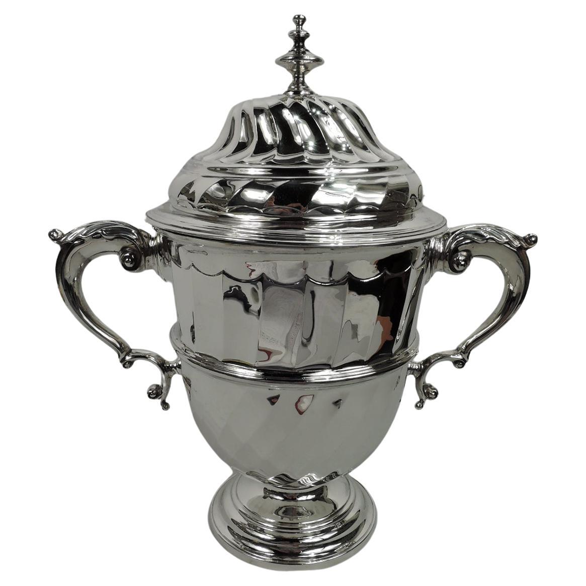 English Neoclassical Sterling Silver Covered Urn Trophy Cup