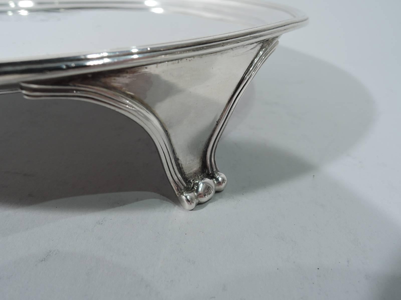 Late 18th Century English Neoclassical Sterling Silver Salver Tray with Armorial