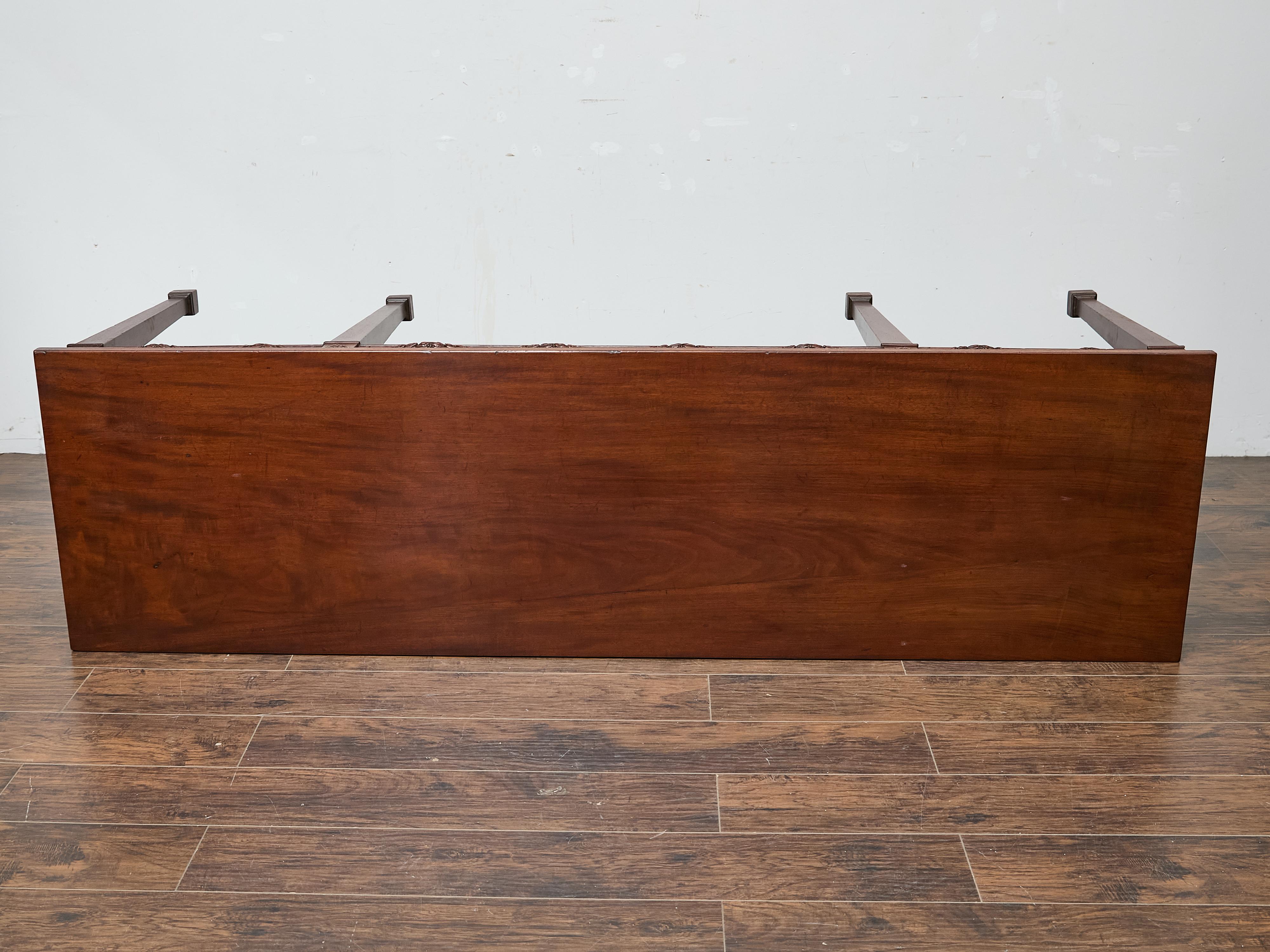 English Neoclassical Style 19th Century Mahogany Console Table with Carved Swags For Sale 7