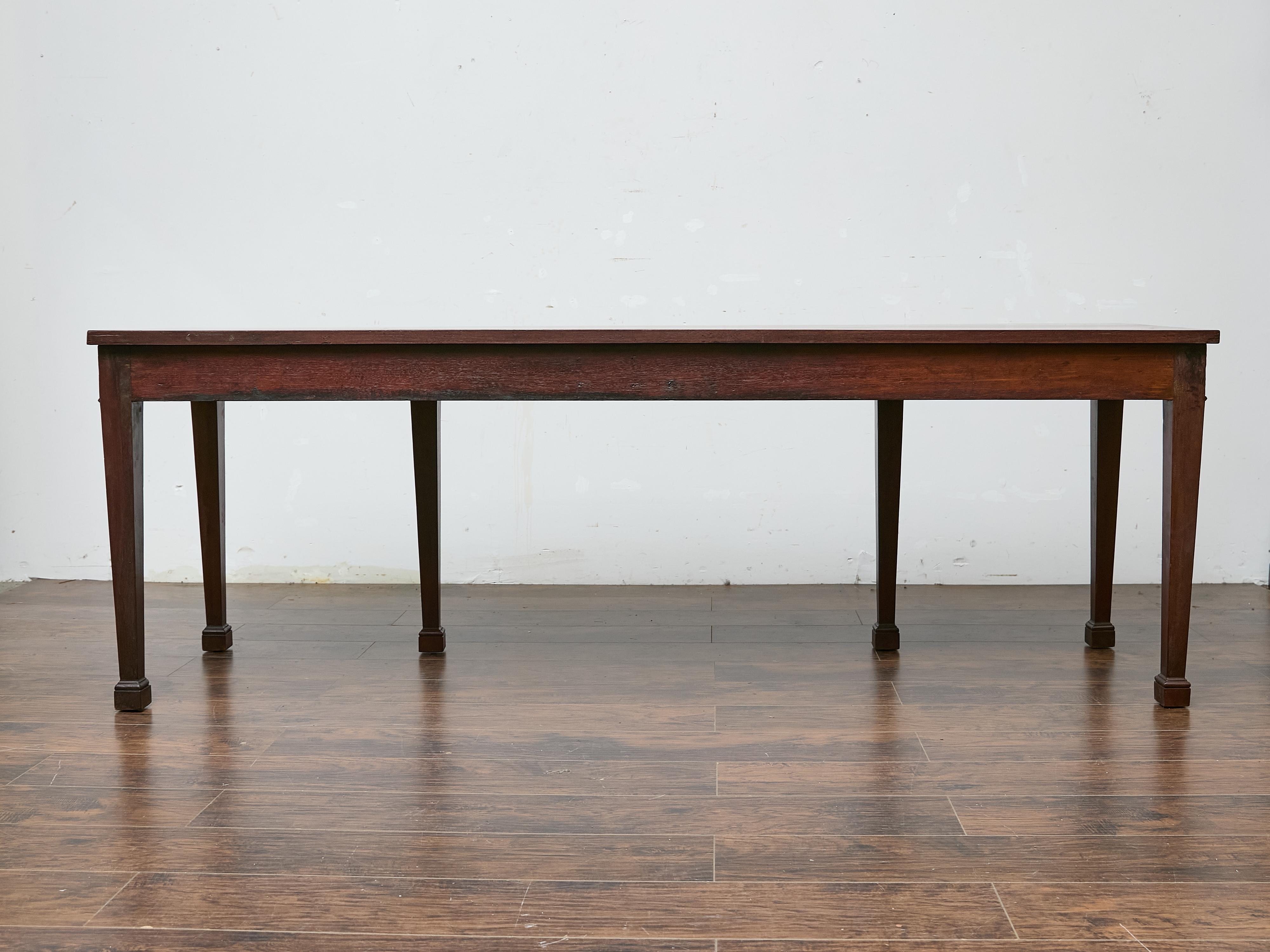 English Neoclassical Style 19th Century Mahogany Console Table with Carved Swags For Sale 4