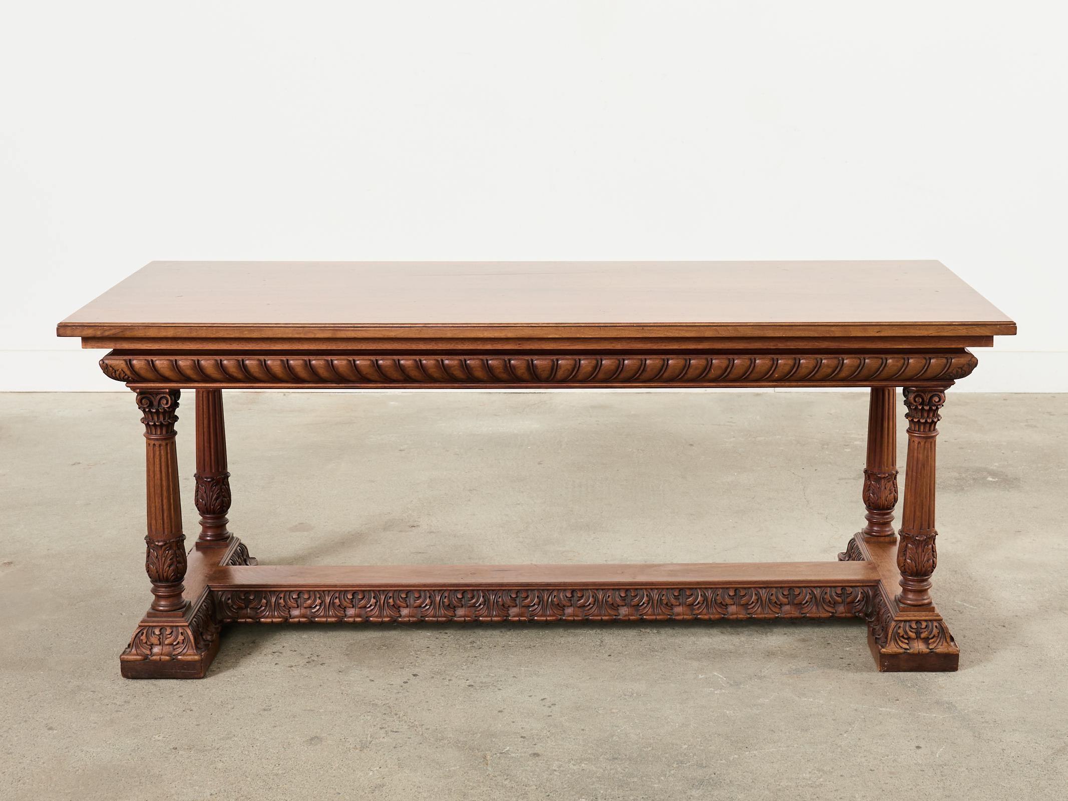 20th Century English Neoclassical Style Mahogany Library Table or Writing Table For Sale
