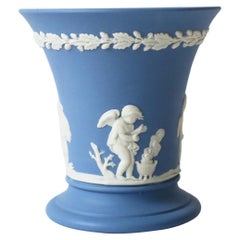 Vintage English Neoclassical Wedgwood Jasperware Blue and White Vase