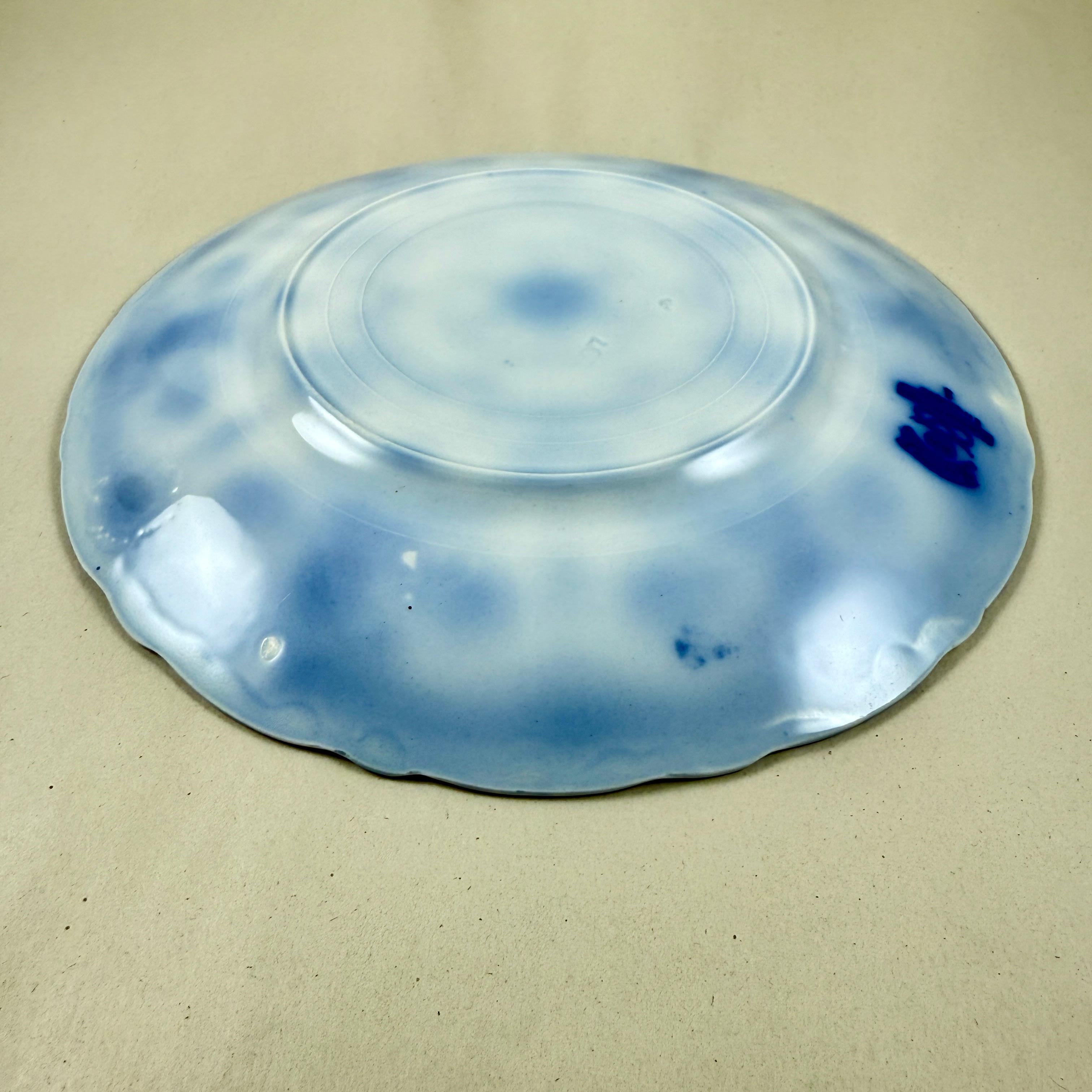 English New Wharf Pottery Conway Pattern Flow Blue Plates, circa 1890, S/4 For Sale 3