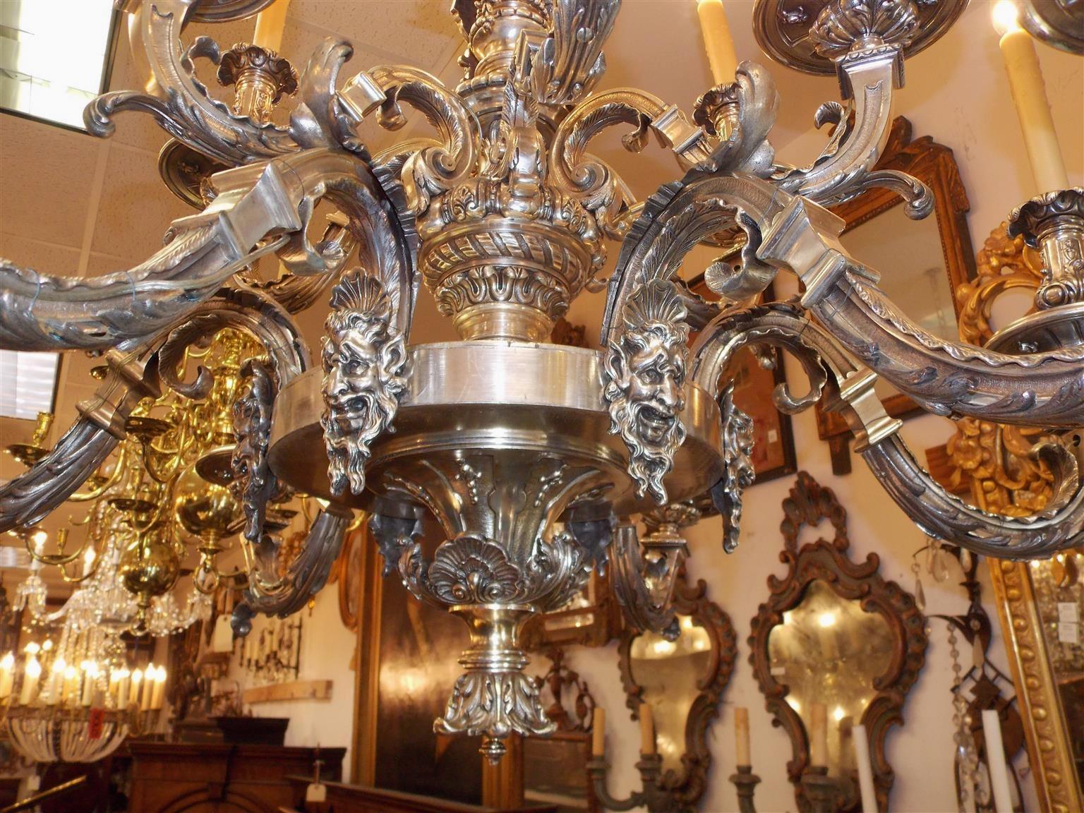 English Silver Over Bronze Figural and Acanthus Twelve-Light Chandelier, C. 1780 4