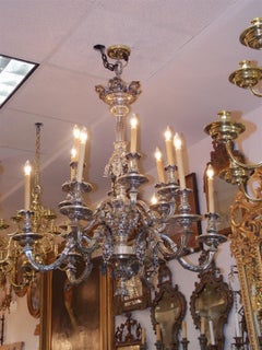 English Silver Over Bronze Figural and Acanthus Twelve-Light Chandelier, C. 1780