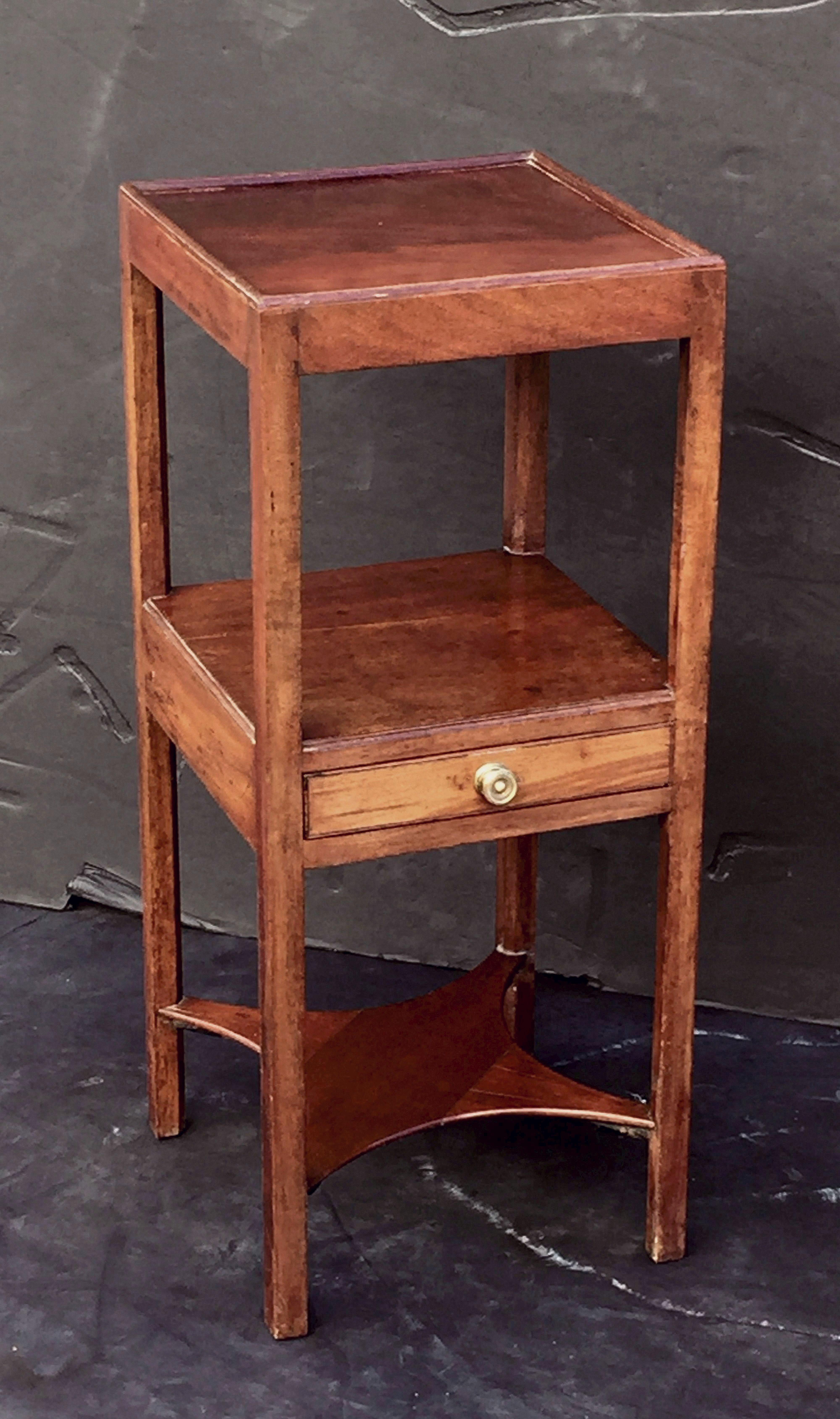 English Nightstand or Bedside Table of Mahogany with One Drawer 1