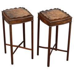 English Nightstands or End Tables with Removable Glass Tops 
Priced as Pair
