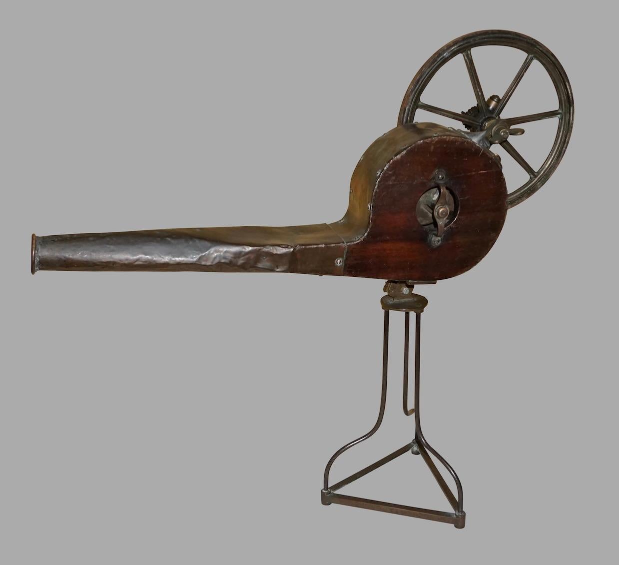 19th Century English Nineteenth Century Mahogany and Brass Mechanical Bellows For Sale