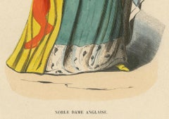 English Noblewoman in Traditional Attire, Costume Di Moyen Age, 1847