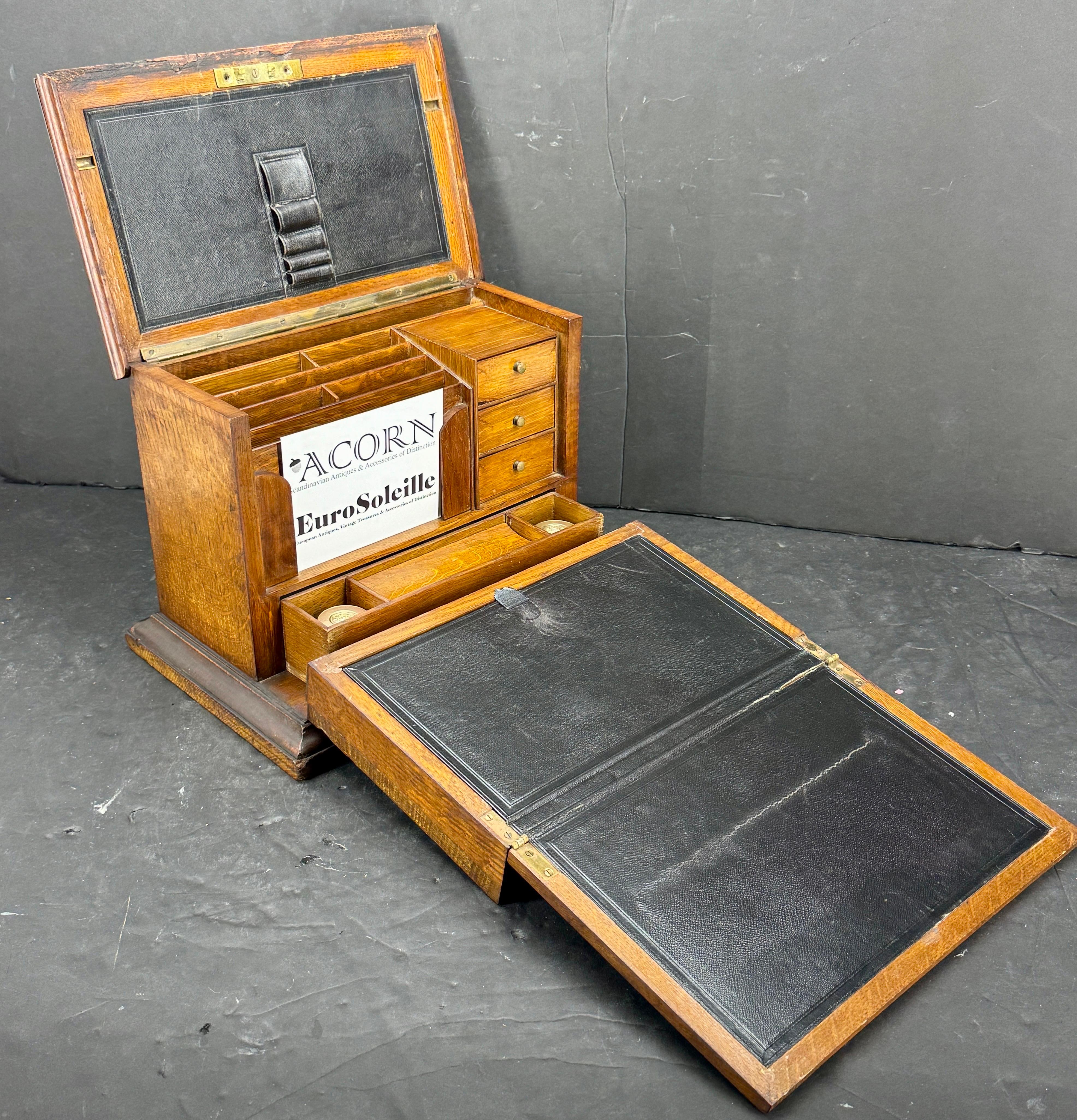 Englisch Notary Travel Mail Desk Korrespondenzkasten, um 1910 im Angebot 2