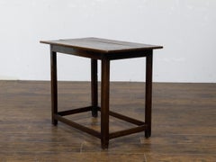 Tavolino in Oak inglese dell'800 con piano a listelli, gambe dritte e allunghe