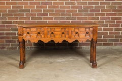 English Oak 19th Century Geometric Front Dresser Base with Three Drawers