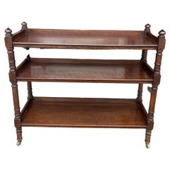 English oak 3 tier trolley on casters