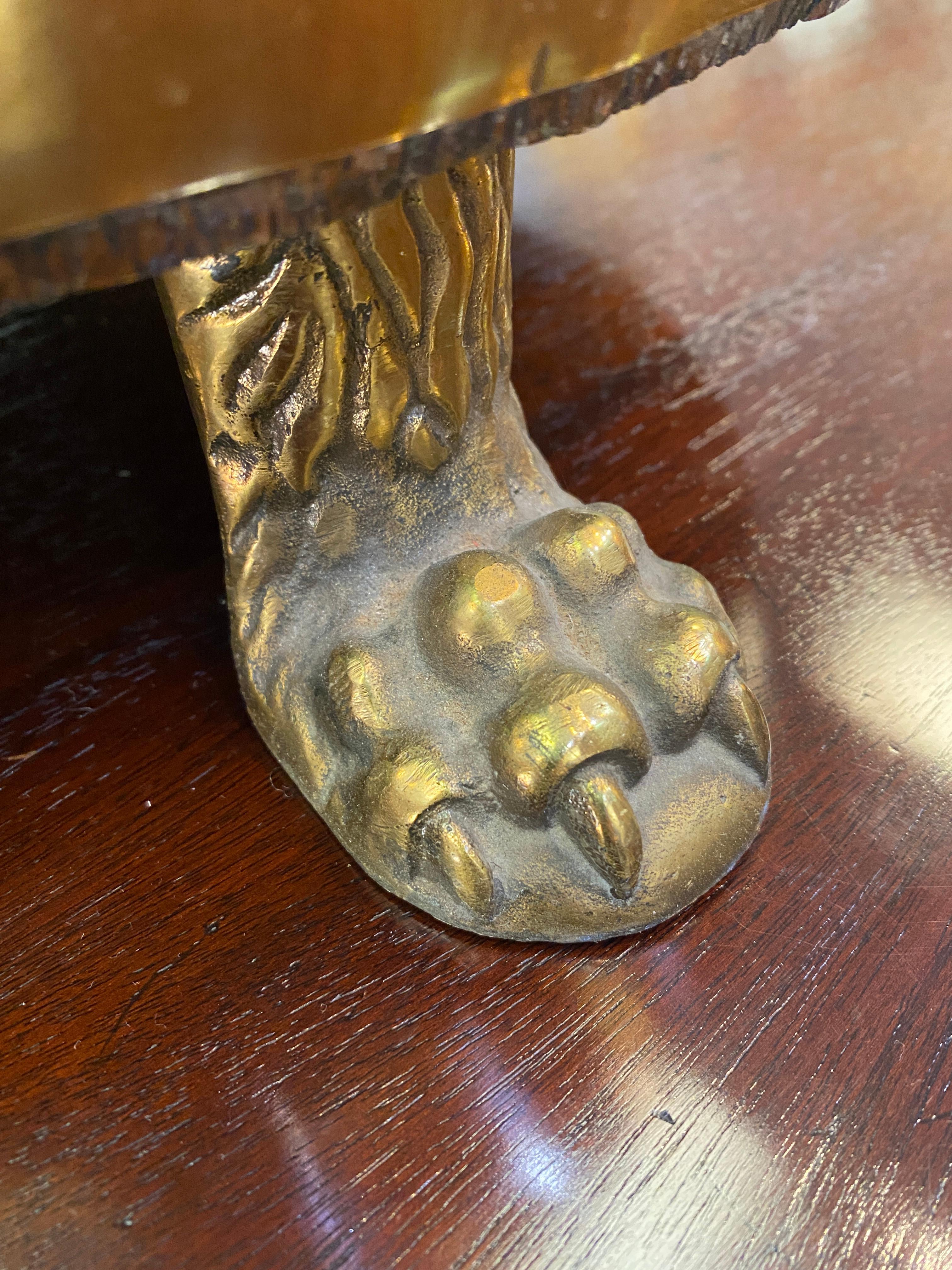 English Oak and Brass Barrel Shaped Cellarette with Paw Feet 2