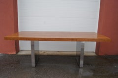 English Oak and Chrome Desk by Roger Sprunger for Dunbar