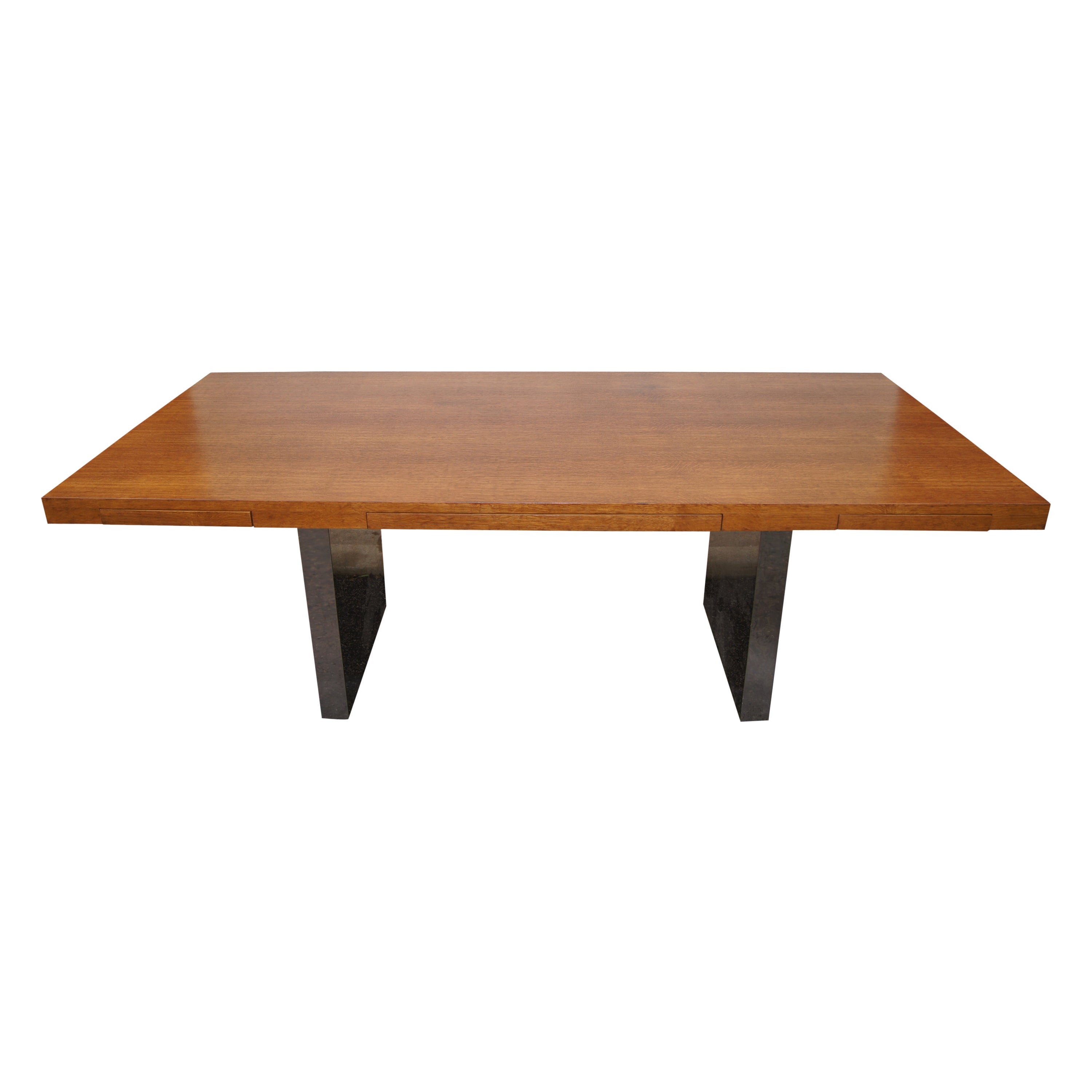 Bureau anglais en chêne et chrome de Roger Sprunger pour Dunbar en vente