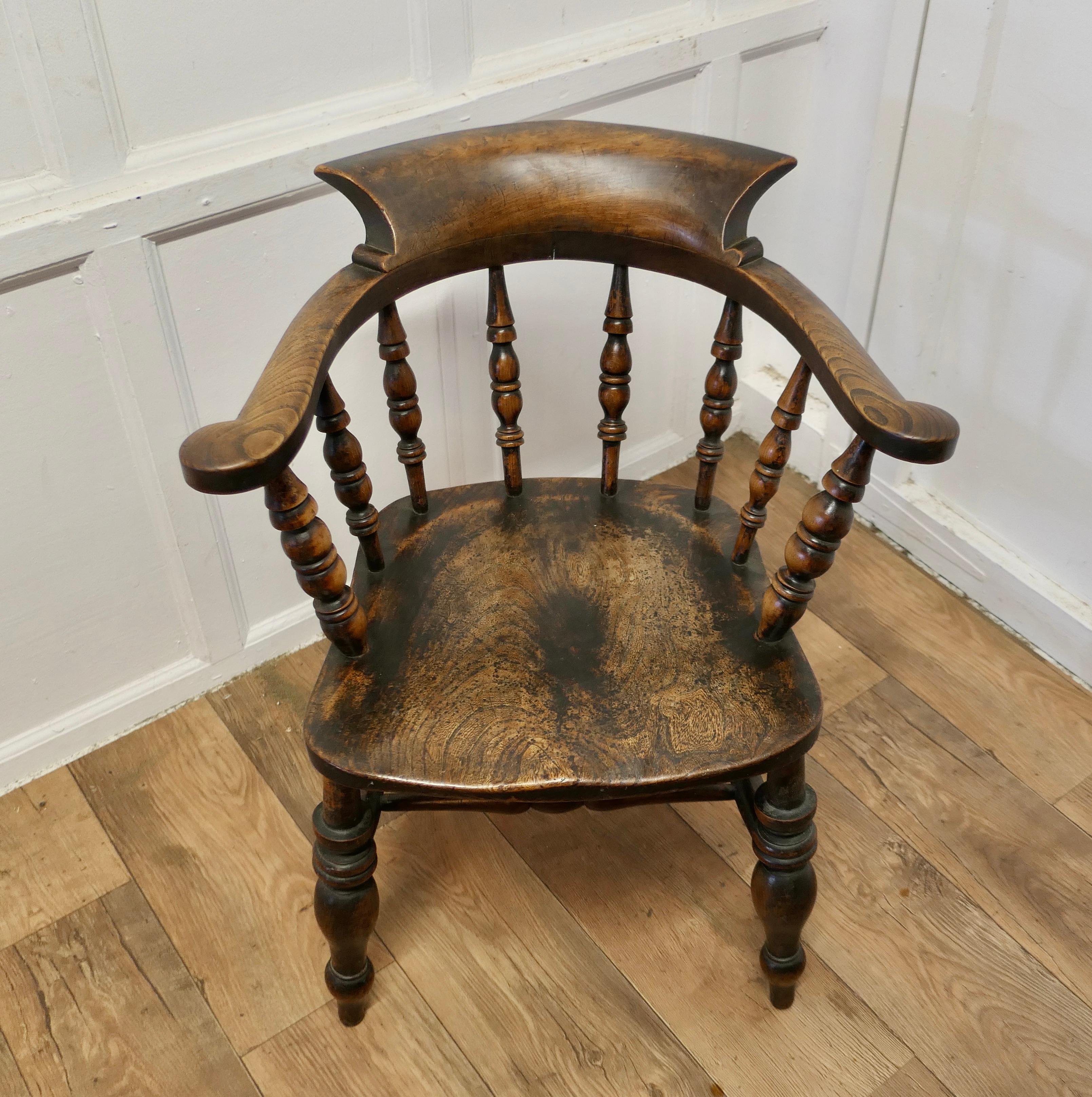  English Oak and Elm Windsor Carver Chair     For Sale 1